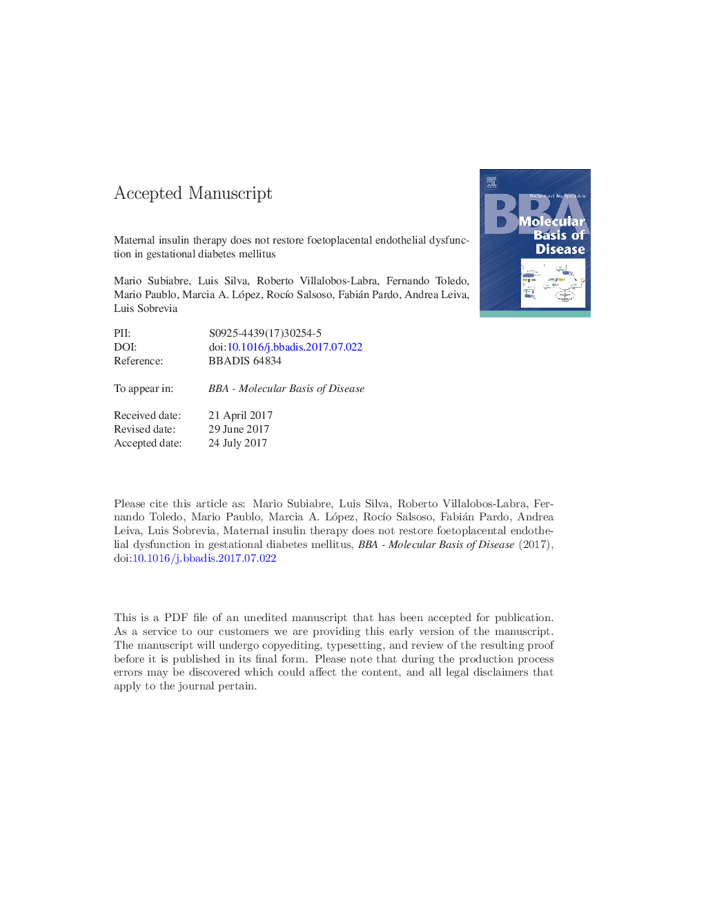 Maternal insulin therapy does not restore foetoplacental endothelial dysfunction in gestational diabetes mellitus