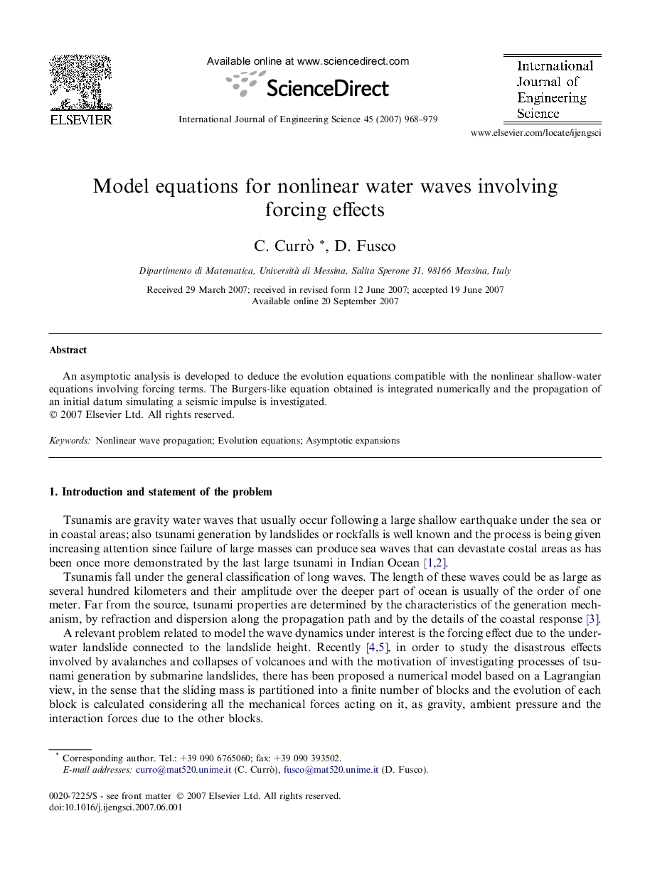Model equations for nonlinear water waves involving forcing effects