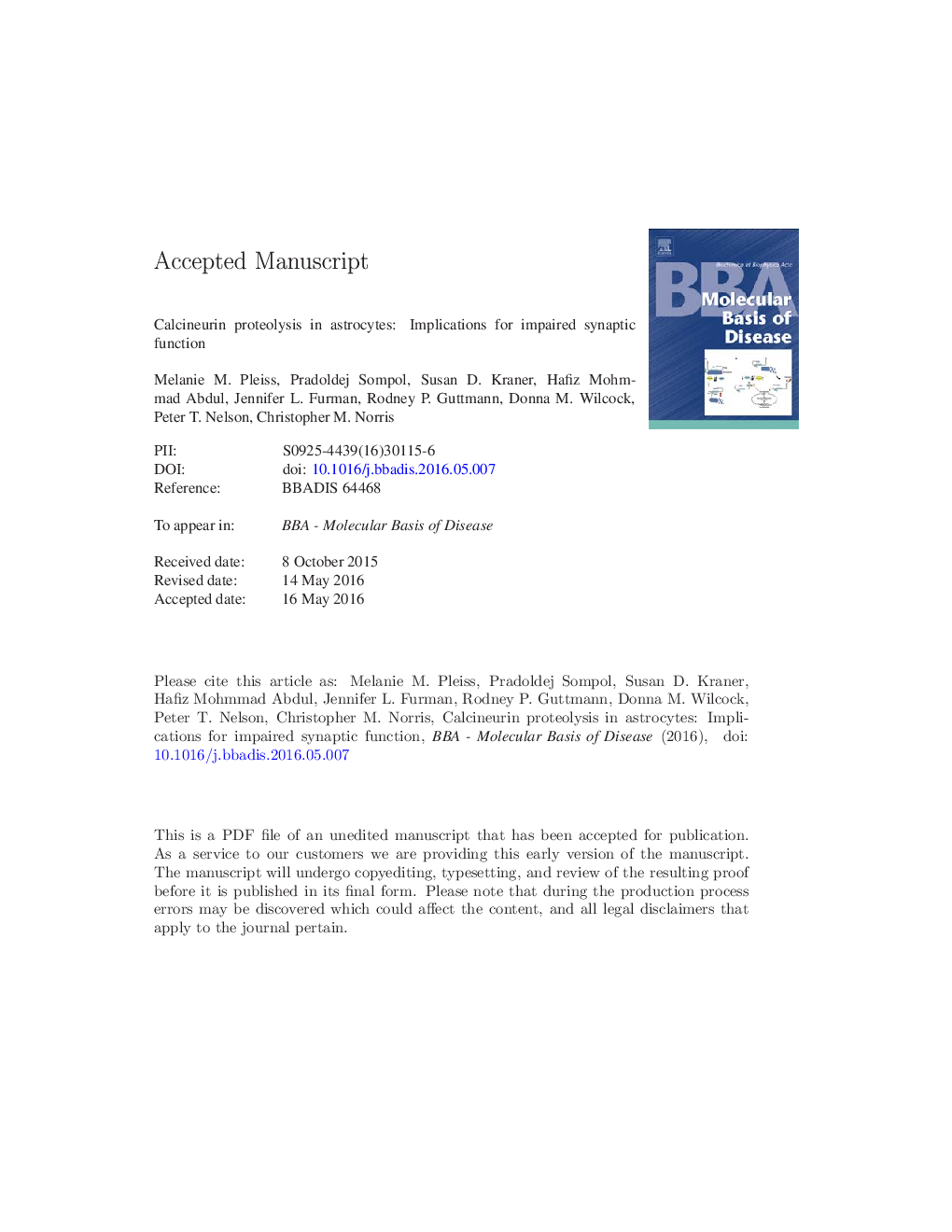 پروتئولیز کالسینورین در آستروسیت ها: پیامدهای اختلال عملکرد سیناپسی 