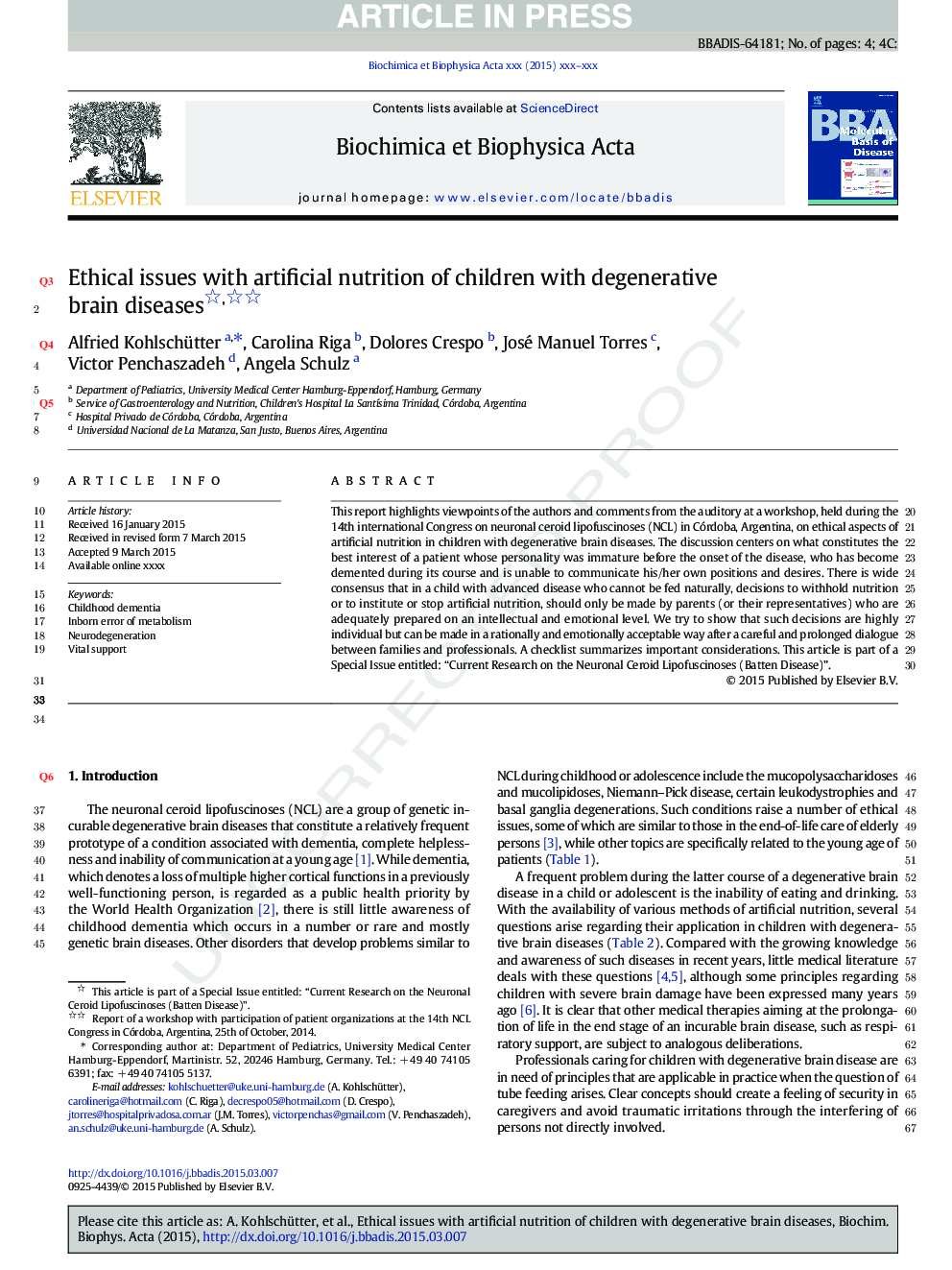 Ethical issues with artificial nutrition of children with degenerative brain diseases