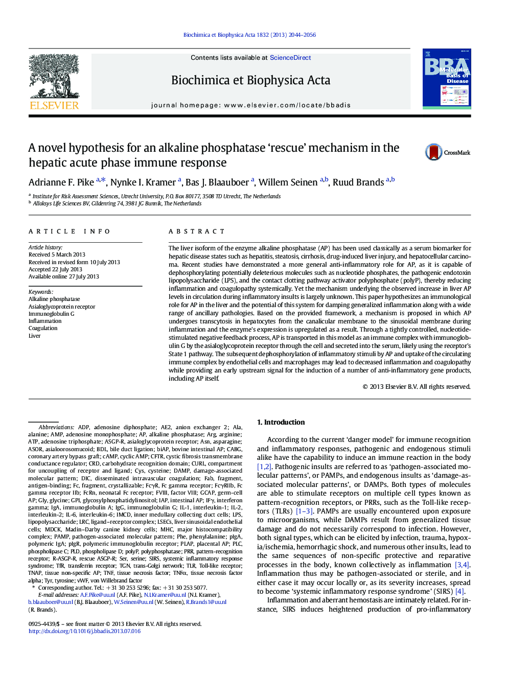 A novel hypothesis for an alkaline phosphatase 'rescue' mechanism in the hepatic acute phase immune response