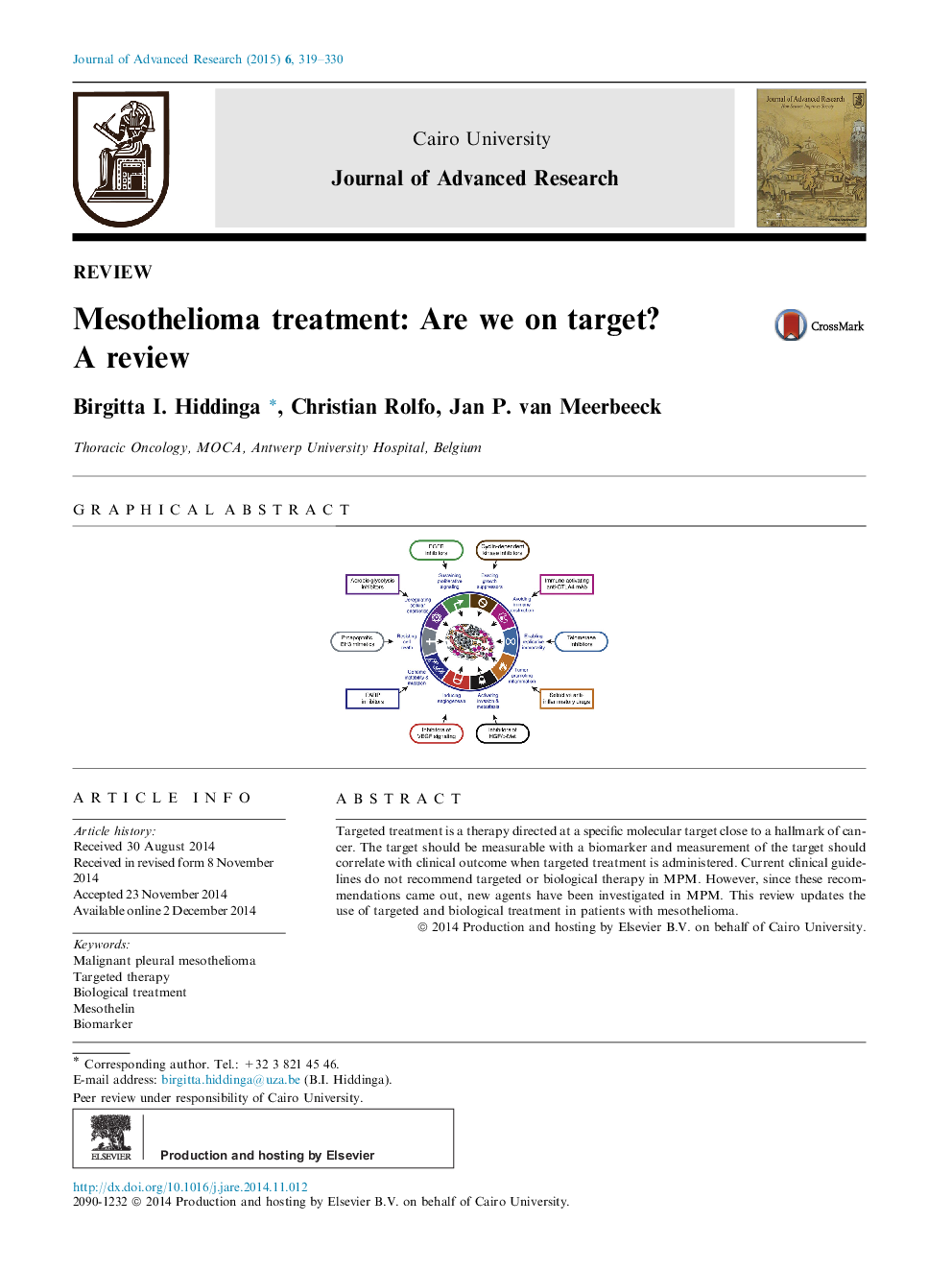 Mesothelioma treatment: Are we on target? A review 