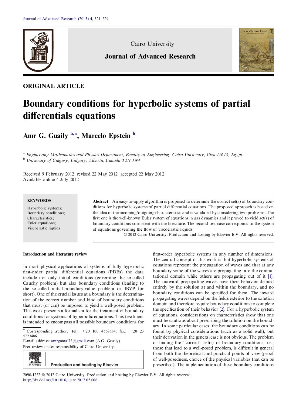 Boundary conditions for hyperbolic systems of partial differentials equations 