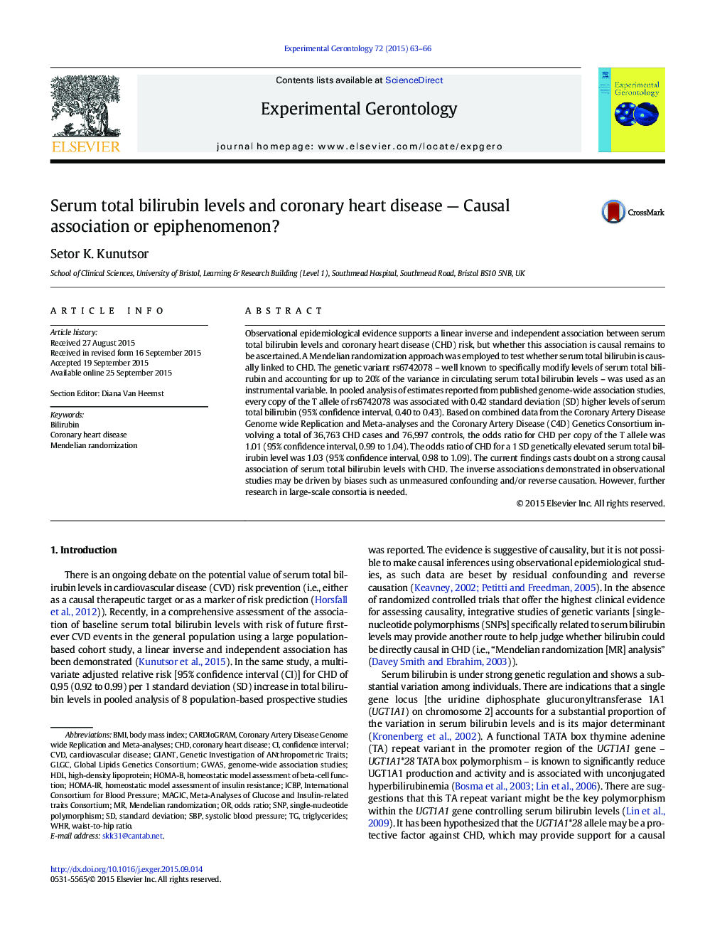 Serum total bilirubin levels and coronary heart disease - Causal association or epiphenomenon?