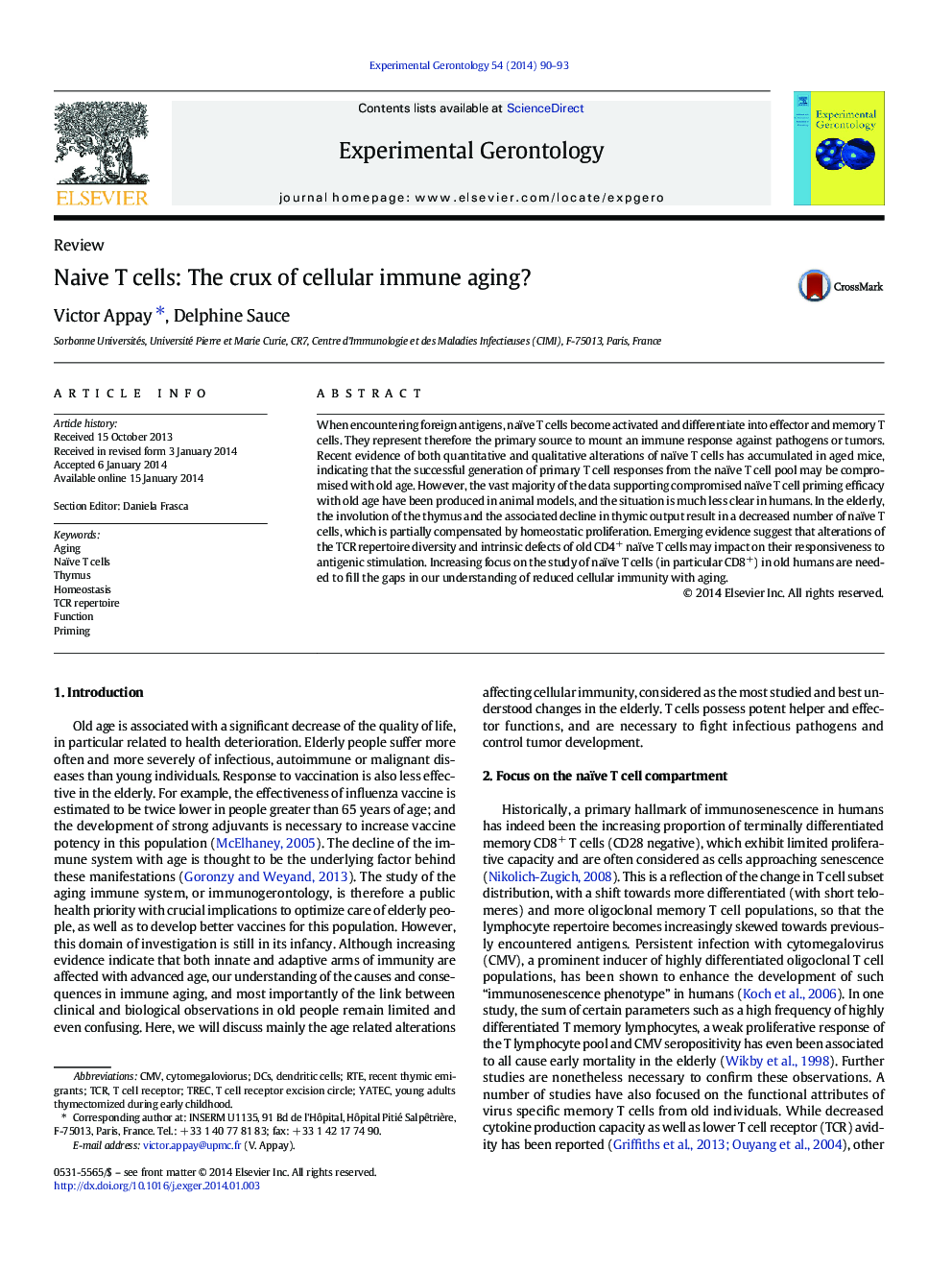 Naive T cells: The crux of cellular immune aging?