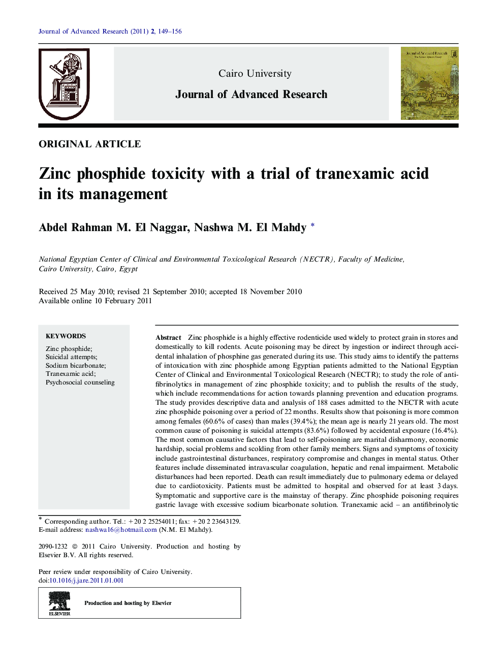 Zinc phosphide toxicity with a trial of tranexamic acid in its management