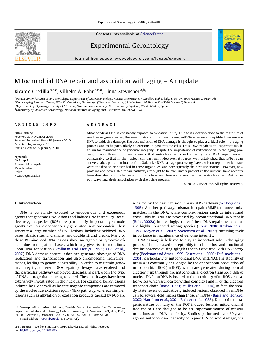 Mitochondrial DNA repair and association with aging - An update