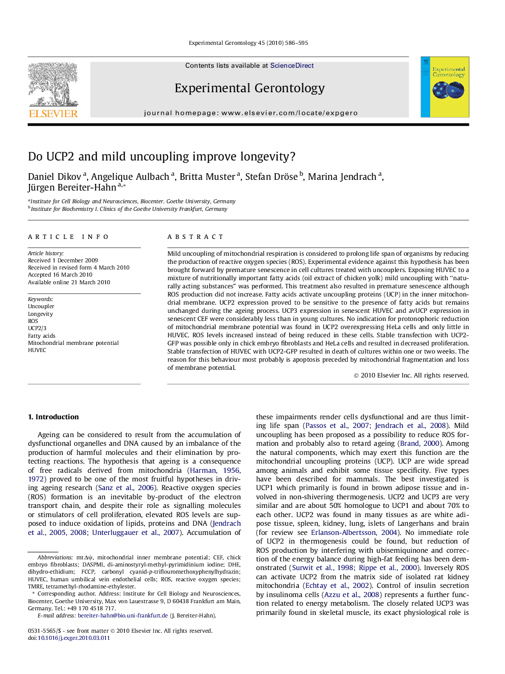 عکس صفحه اول مقاله: Do UCP2 and mild uncoupling improve longevity? Do UCP2 and mild uncoupling improve longevity?