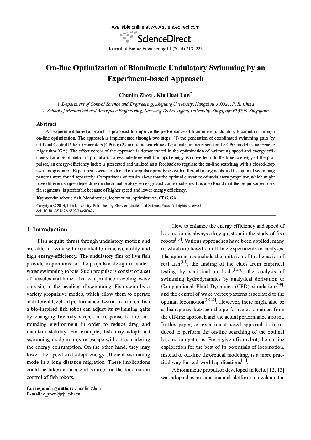 On-line Optimization of Biomimetic Undulatory Swimming by an Experiment-based Approach