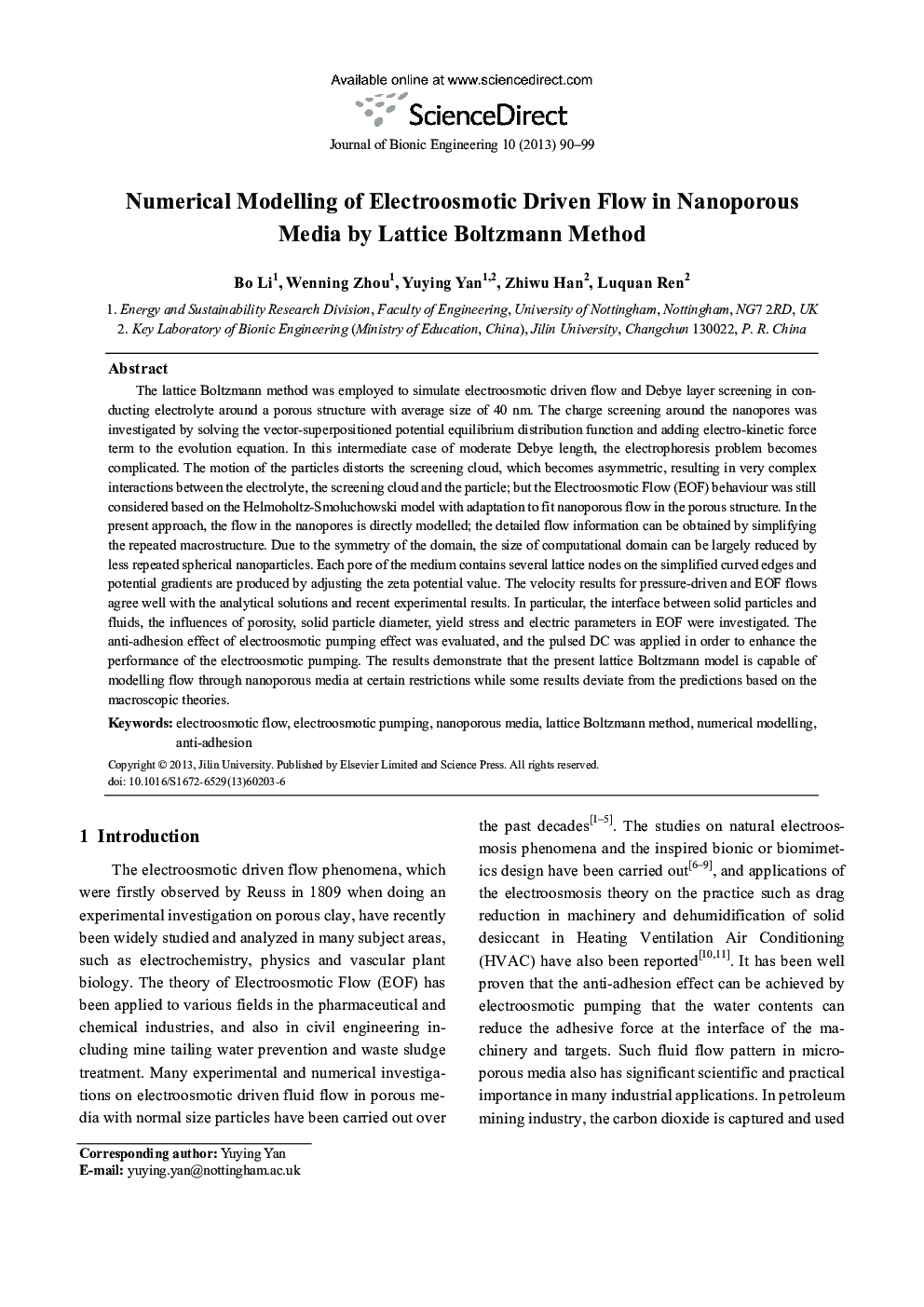 Numerical Modelling of Electroosmotic Driven Flow in Nanoporous Media by Lattice Boltzmann Method