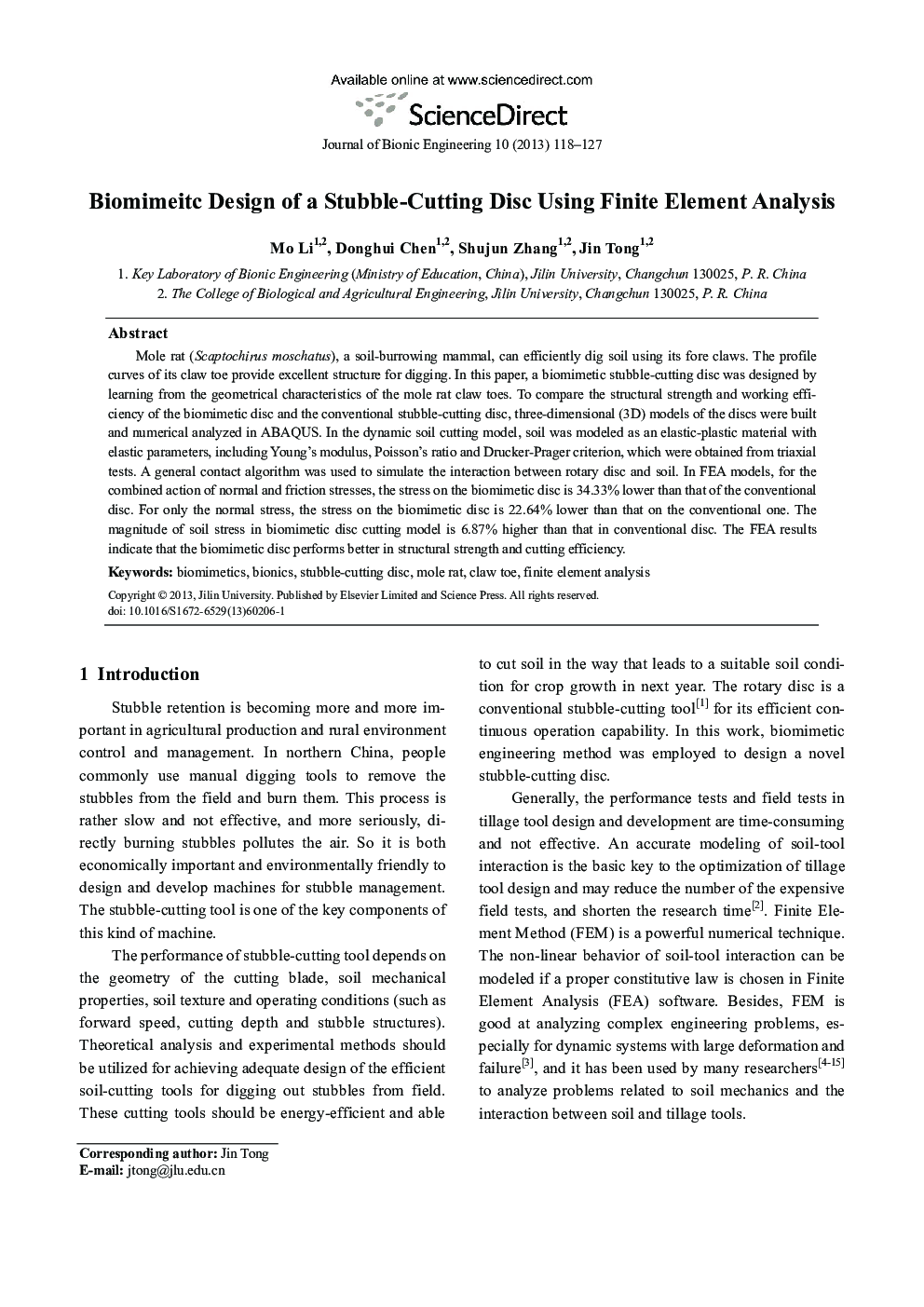 Biomimeitc Design of a Stubble-Cutting Disc Using Finite Element Analysis