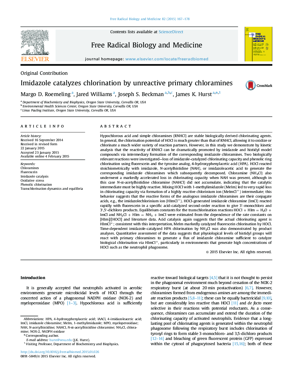 Imidazole catalyzes chlorination by unreactive primary chloramines