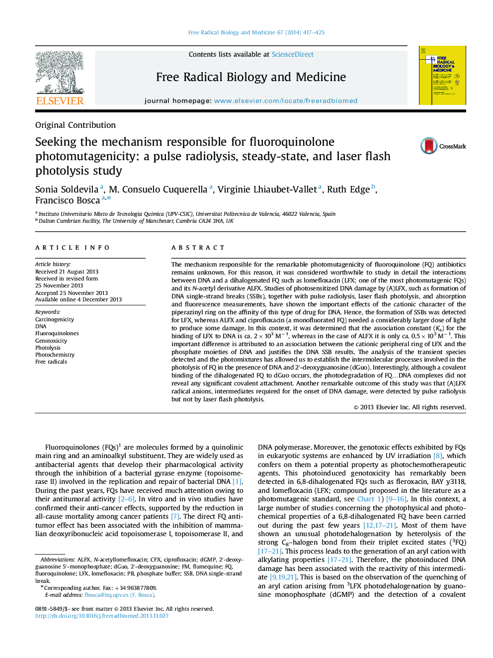 به دنبال مکانیسم پاسخگویی به فوتوموتاسیون زیستی فلوروکینولون: مطالعه رادیولوز پالس، حالت ایستا و فلاش لیزر فلش 