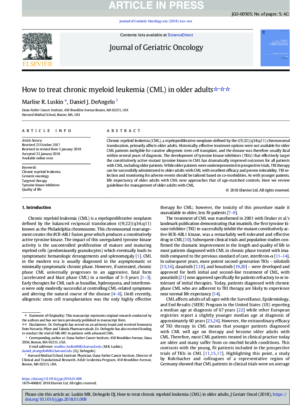 How to treat chronic myeloid leukemia (CML) in older adults