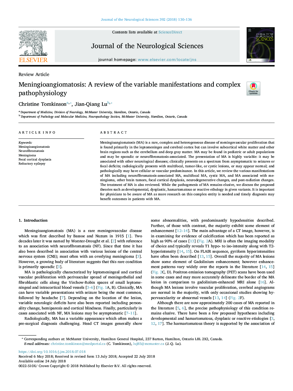 Meningioangiomatosis: A review of the variable manifestations and complex pathophysiology