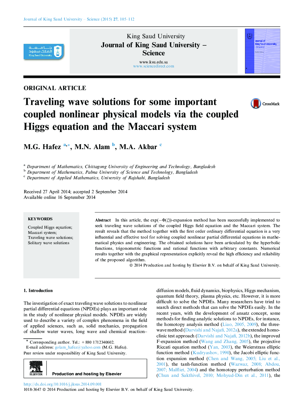 Traveling wave solutions for some important coupled nonlinear physical models via the coupled Higgs equation and the Maccari system 