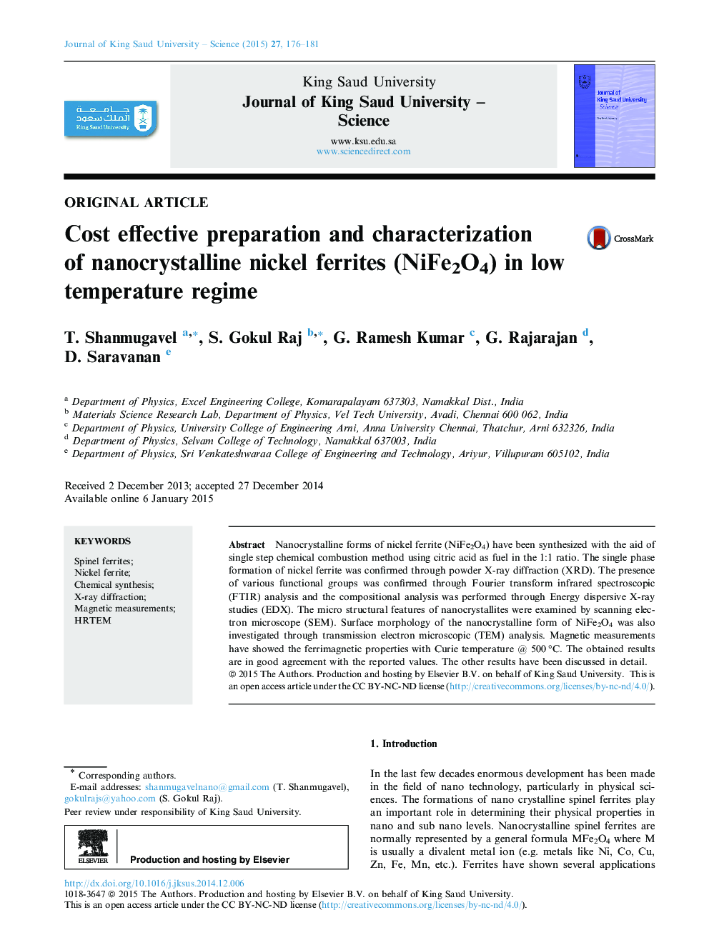 Cost effective preparation and characterization of nanocrystalline nickel ferrites (NiFe2O4) in low temperature regime 