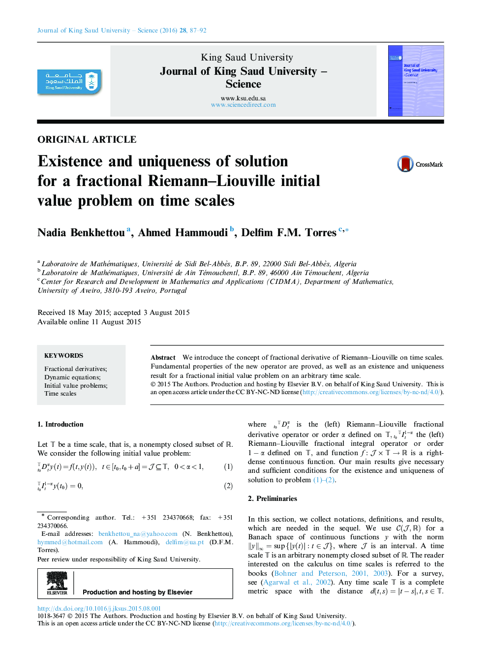 Existence and uniqueness of solution for a fractional Riemann–Liouville initial value problem on time scales 