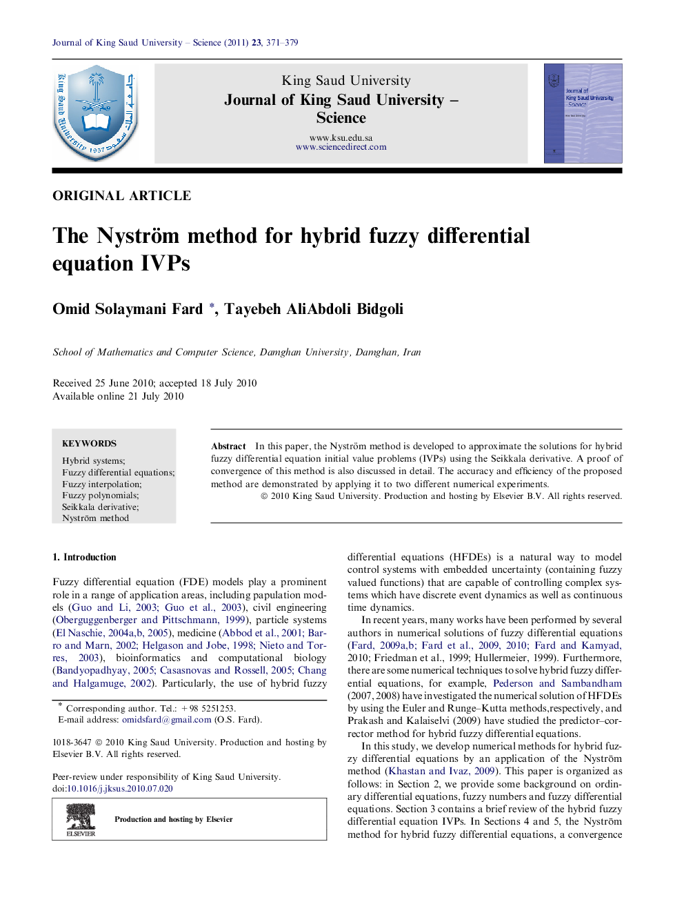 The Nyström method for hybrid fuzzy differential equation IVPs 