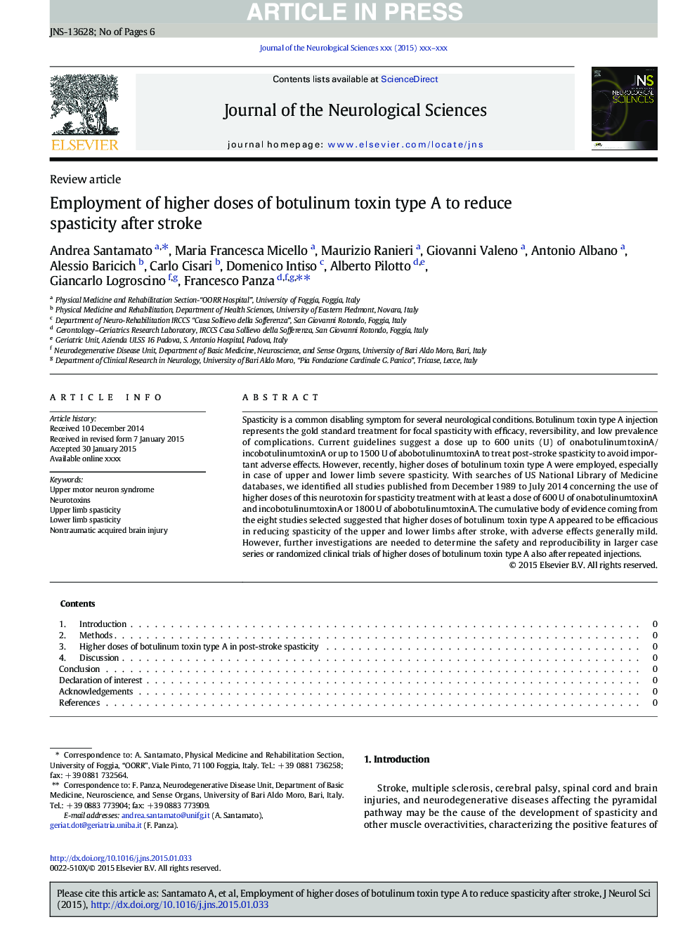 Employment of higher doses of botulinum toxin type A to reduce spasticity after stroke