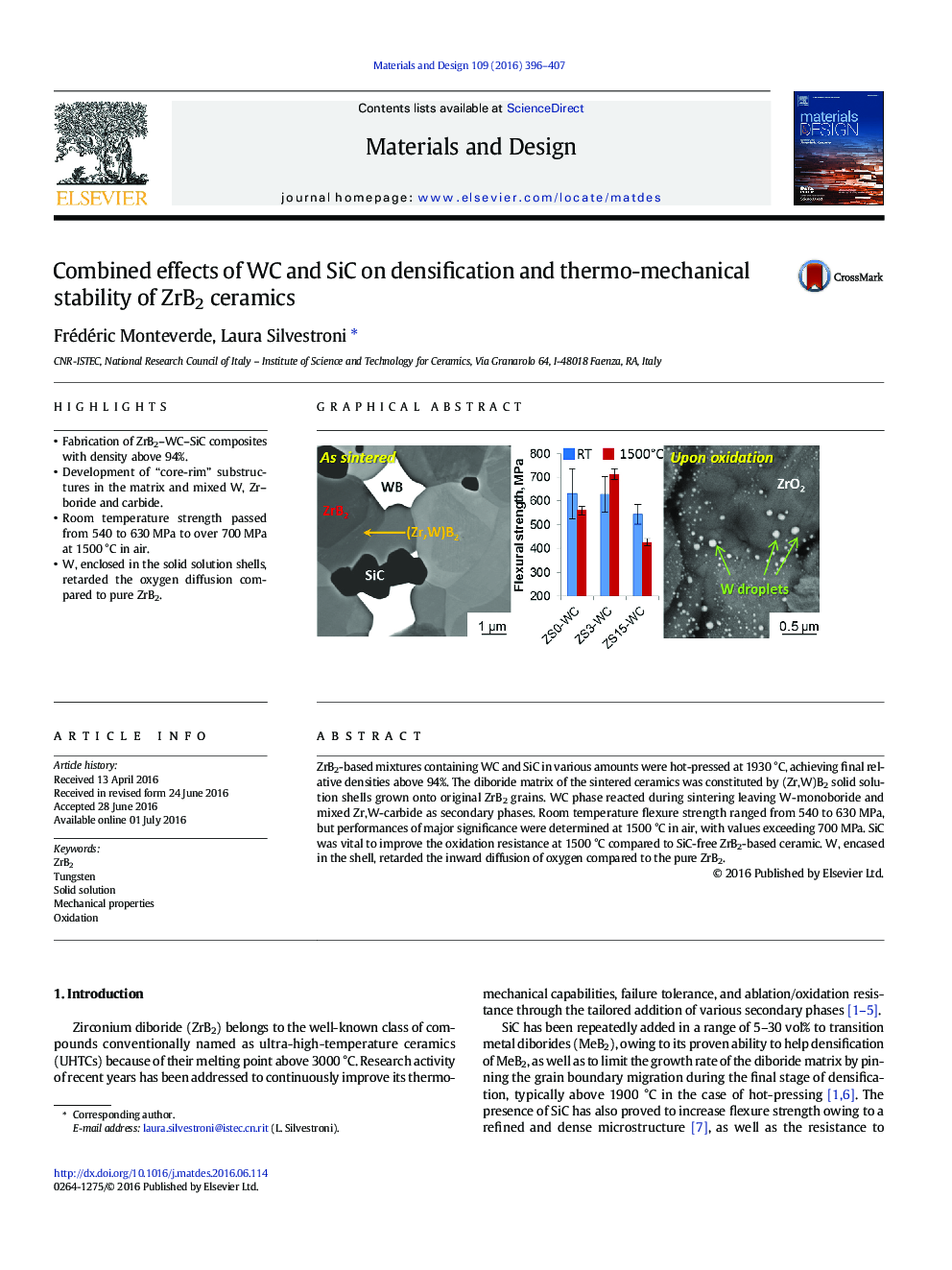 Combined effects of WC and SiC on densification and thermo-mechanical stability of ZrB2 ceramics