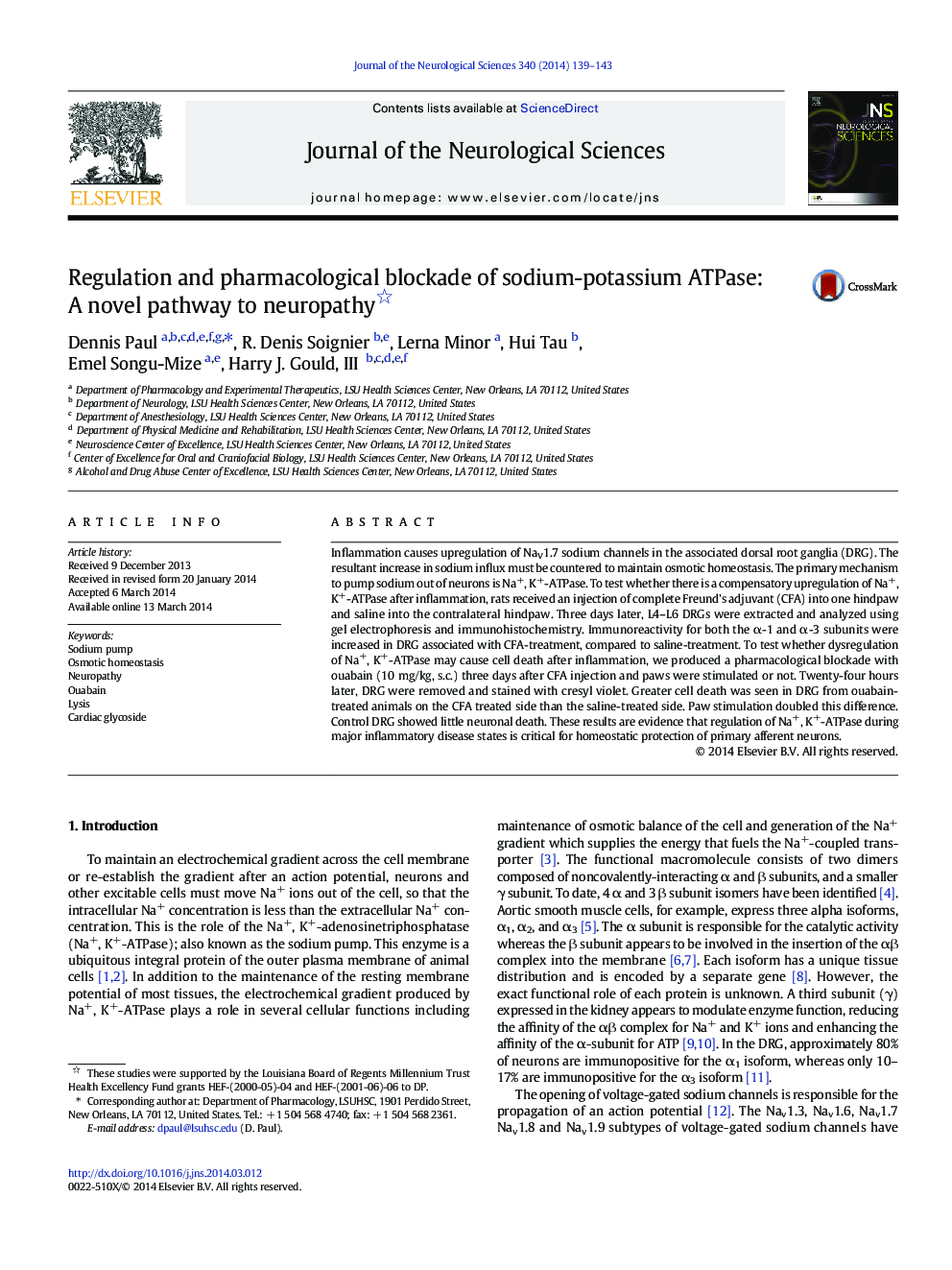 Regulation and pharmacological blockade of sodium-potassium ATPase: A novel pathway to neuropathy