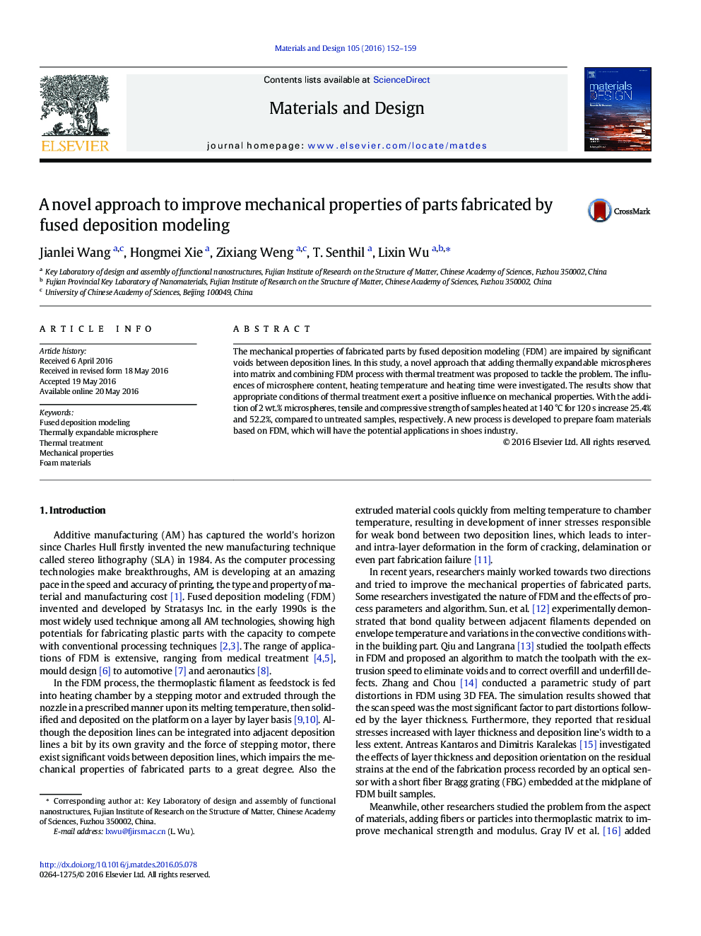 A novel approach to improve mechanical properties of parts fabricated by fused deposition modeling