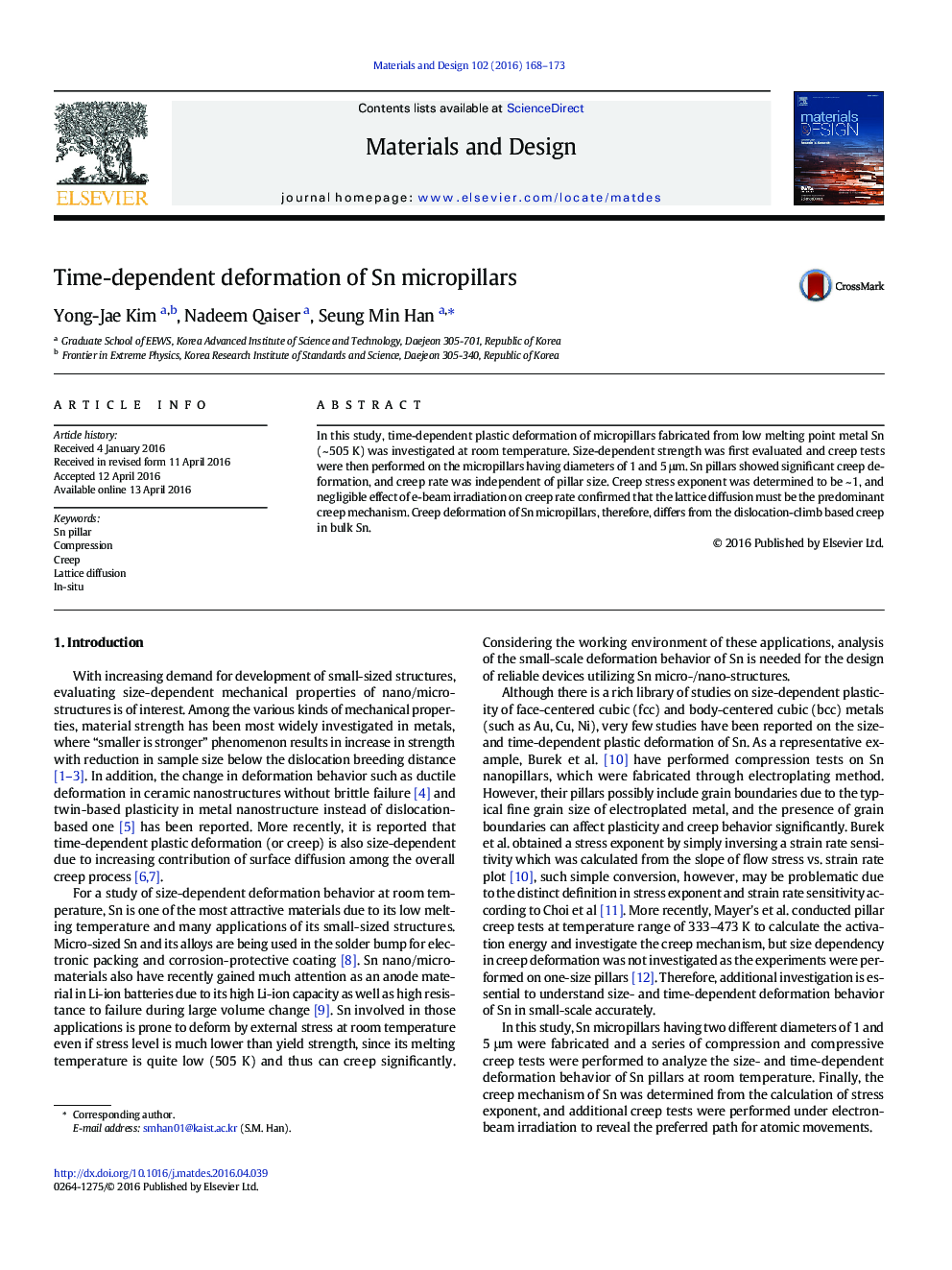 Time-dependent deformation of Sn micropillars