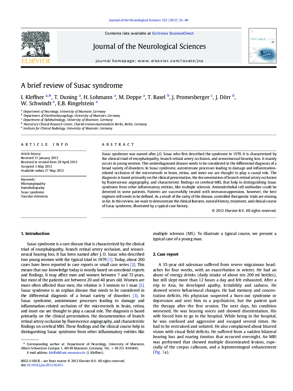 A brief review of Susac syndrome