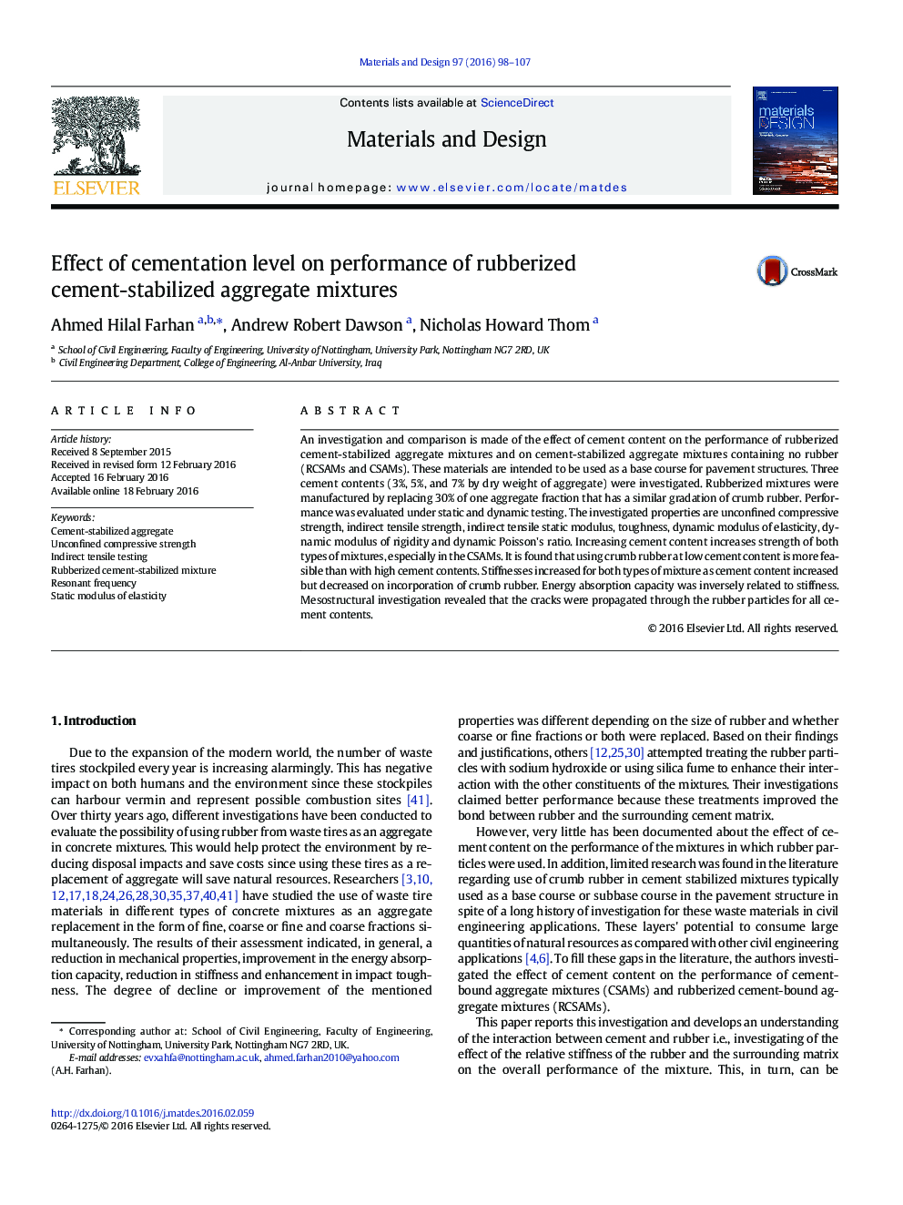 Effect of cementation level on performance of rubberized cement-stabilized aggregate mixtures