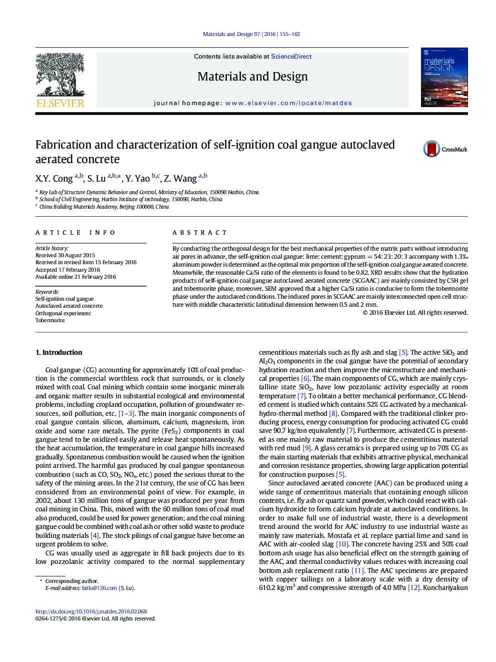 Fabrication and characterization of self-ignition coal gangue autoclaved aerated concrete