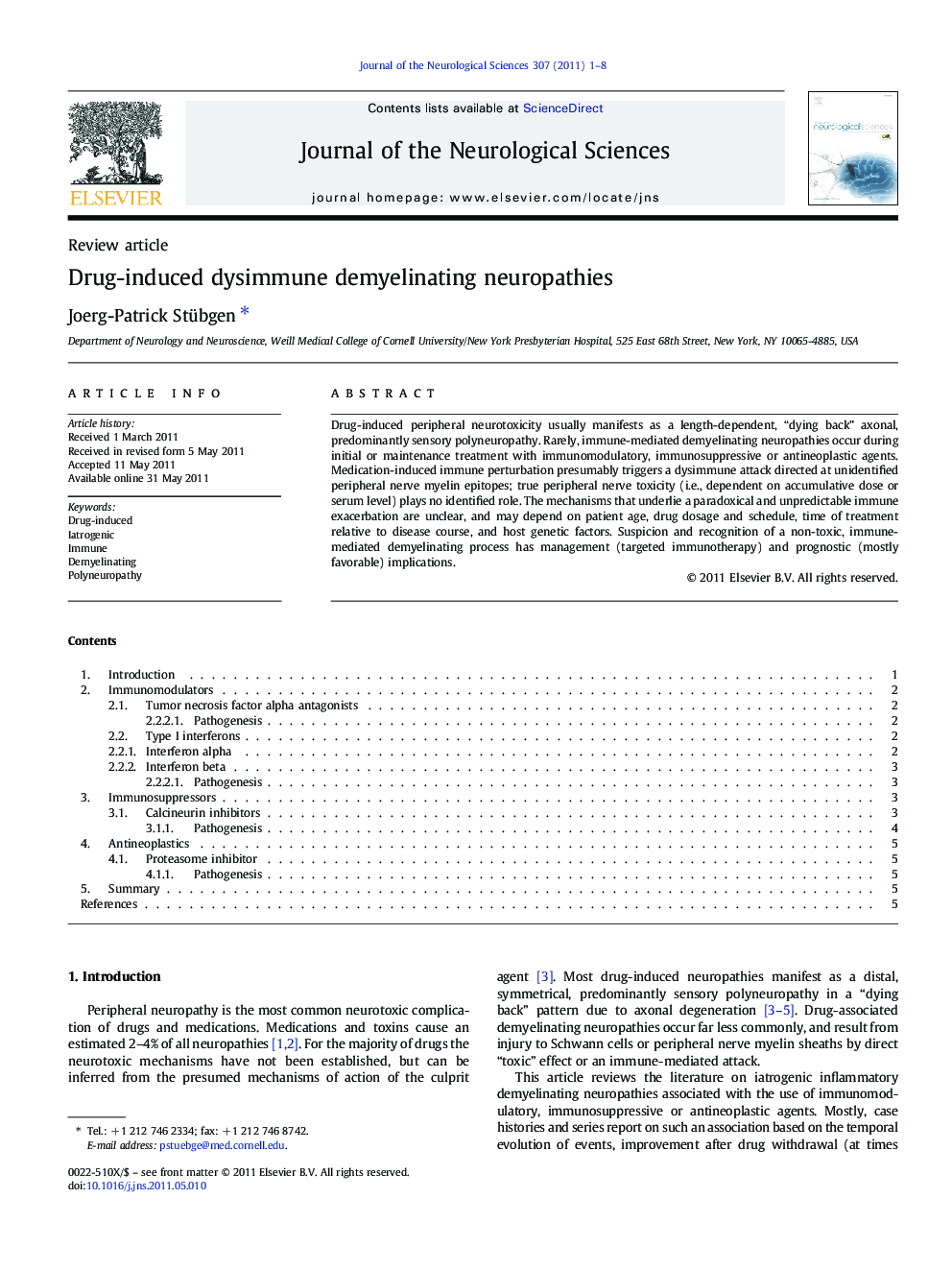 Drug-induced dysimmune demyelinating neuropathies