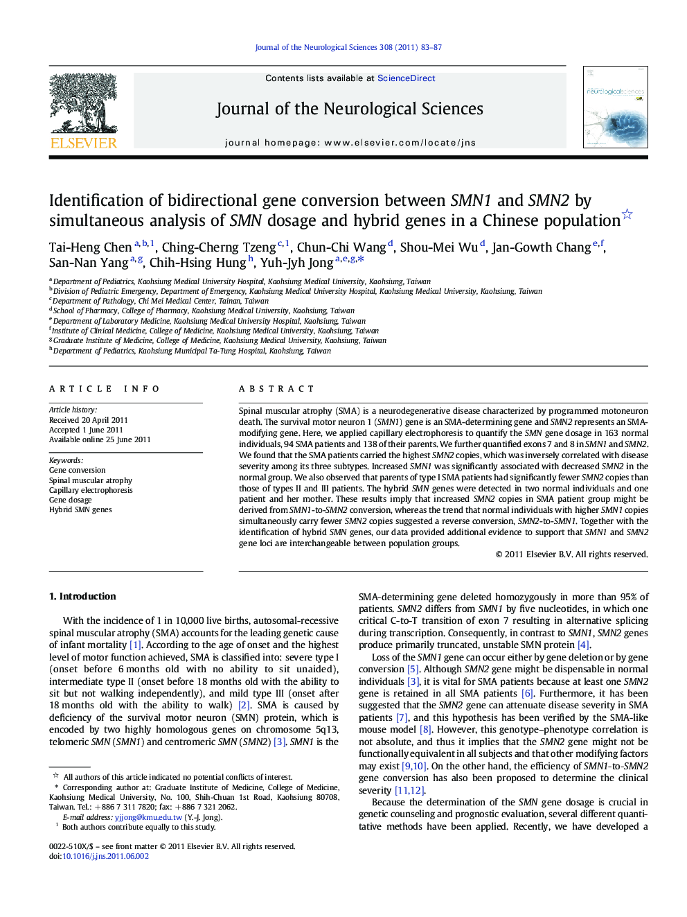 Identification of bidirectional gene conversion between SMN1 and SMN2 by simultaneous analysis of SMN dosage and hybrid genes in a Chinese population