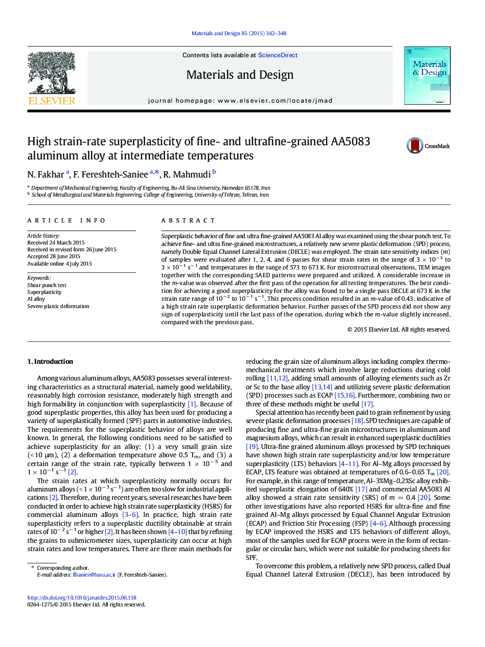 High strain-rate superplasticity of fine- and ultrafine-grained AA5083 aluminum alloy at intermediate temperatures