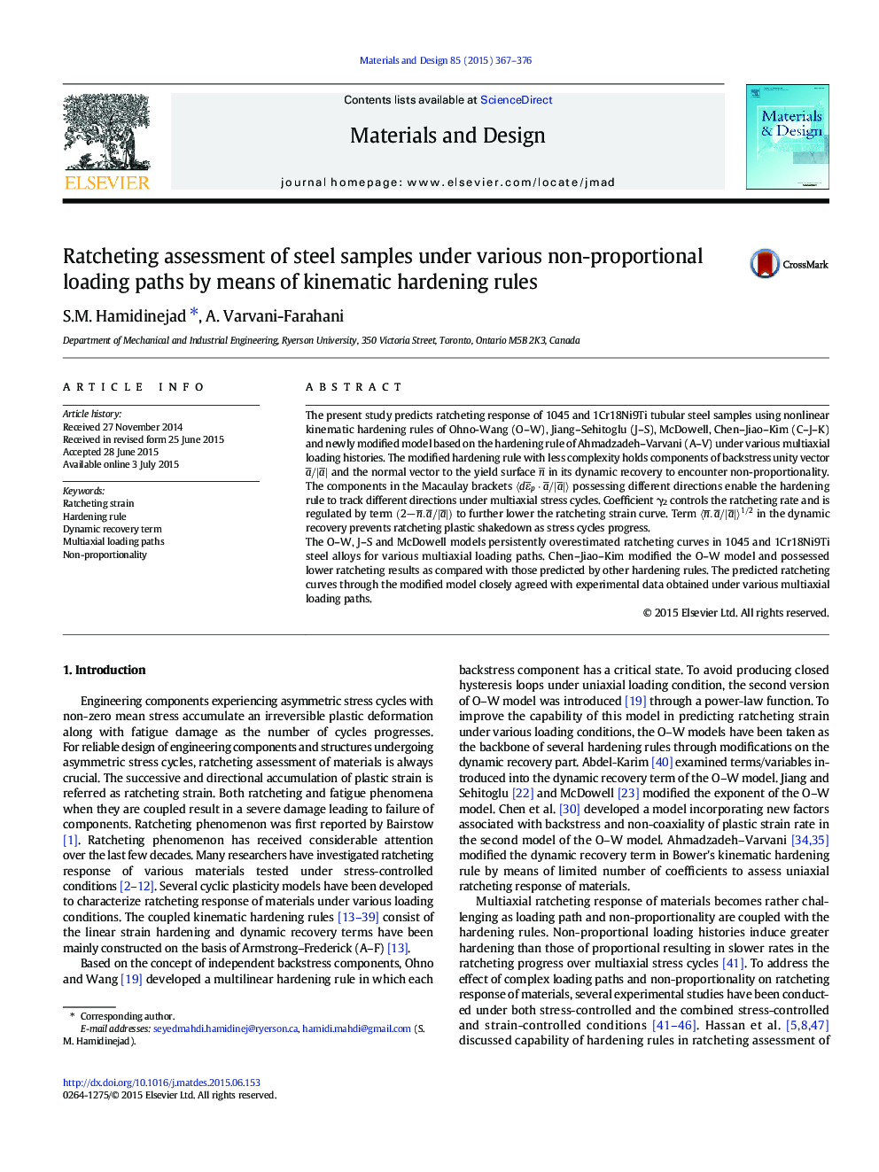 Ratcheting assessment of steel samples under various non-proportional loading paths by means of kinematic hardening rules