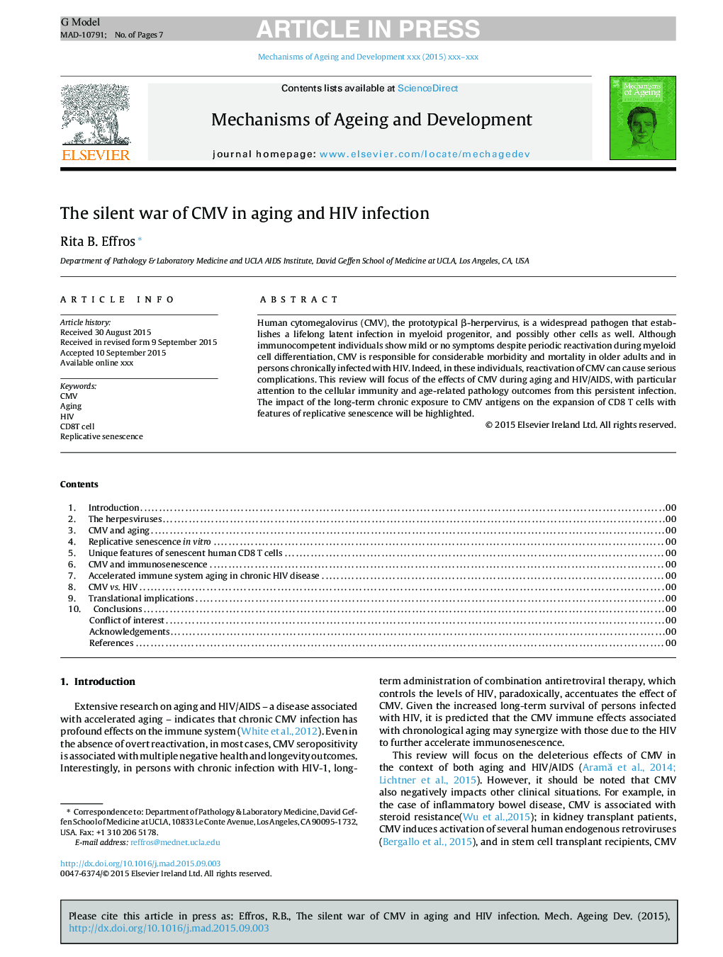 The silent war of CMV in aging and HIV infection