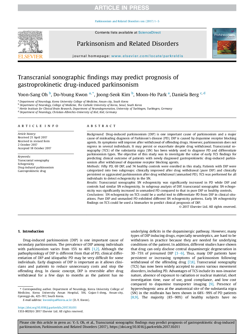 Transcranial sonographic findings may predict prognosis of gastroprokinetic drug-induced parkinsonism