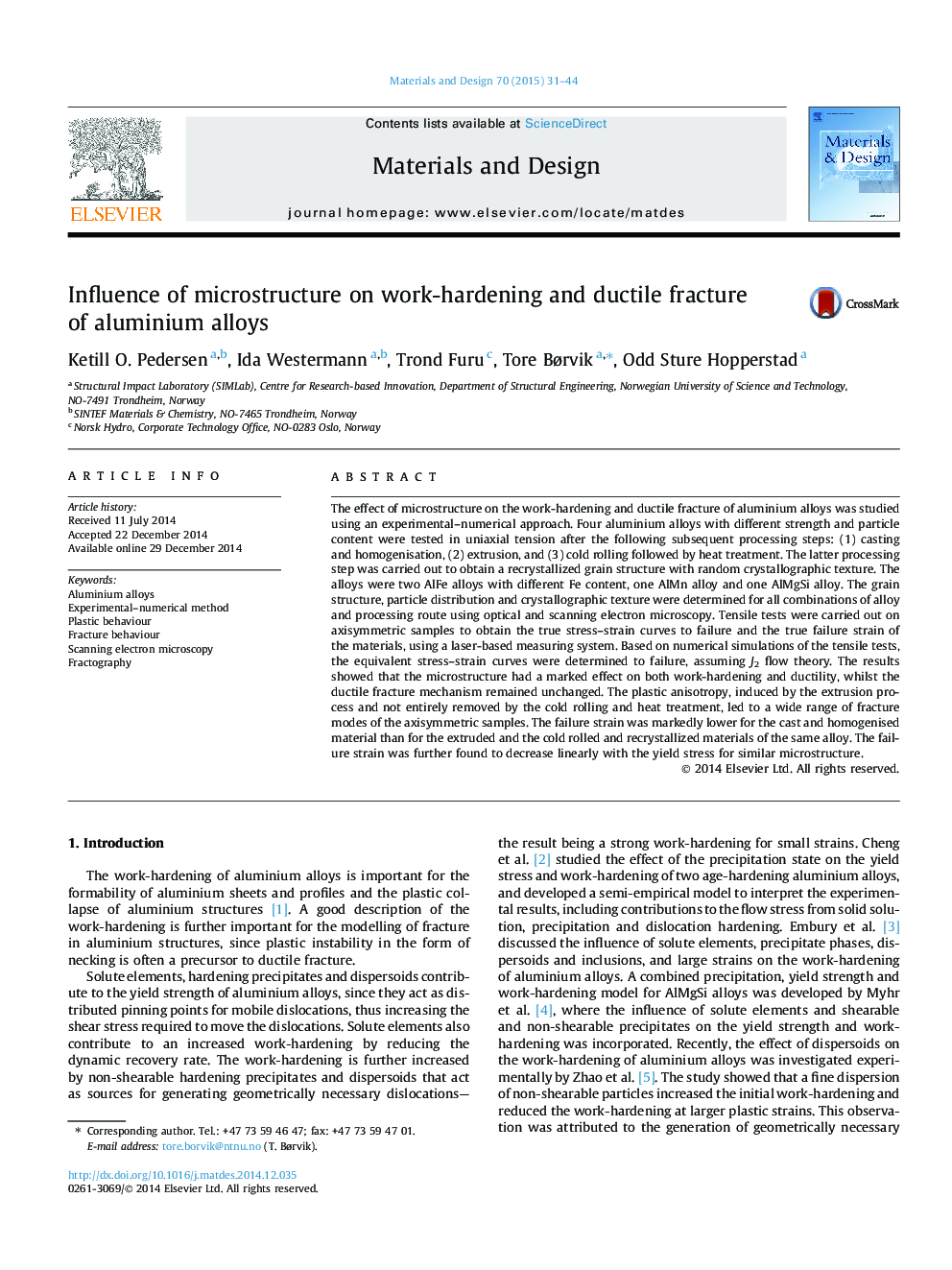 Influence of microstructure on work-hardening and ductile fracture of aluminium alloys