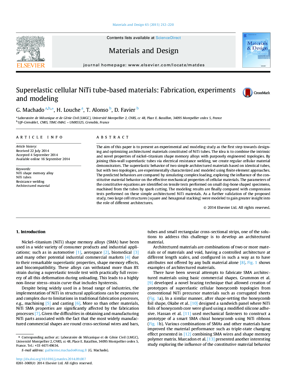 Superelastic cellular NiTi tube-based materials: Fabrication, experiments and modeling