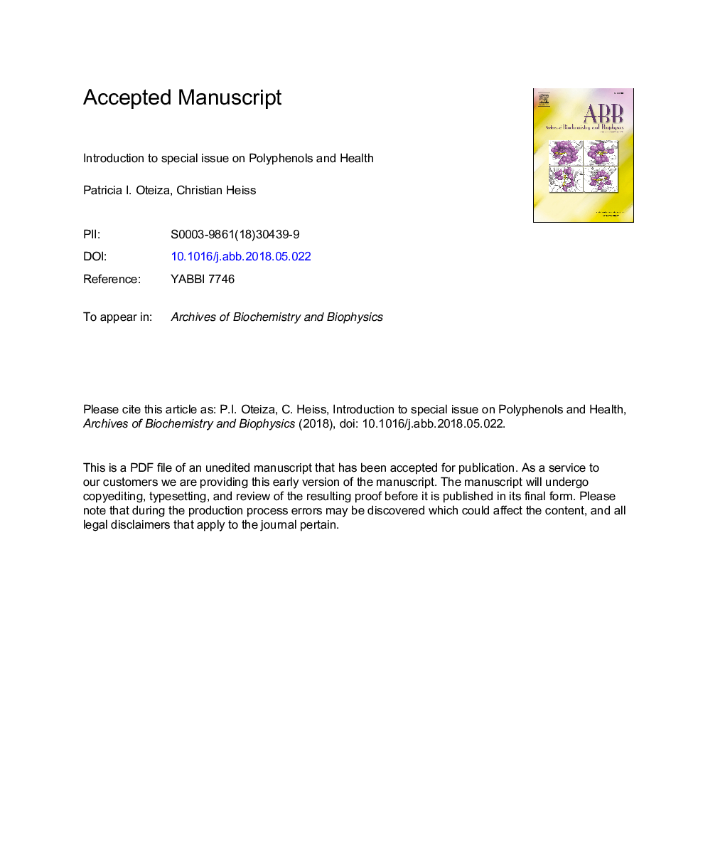 Introduction to special issue on Polyphenols and Health