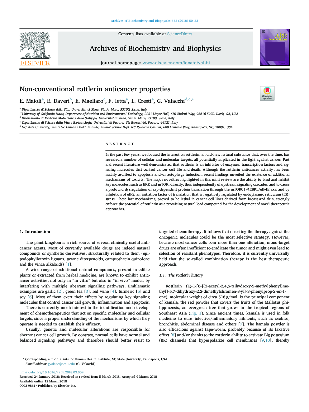 Non-conventional rottlerin anticancer properties