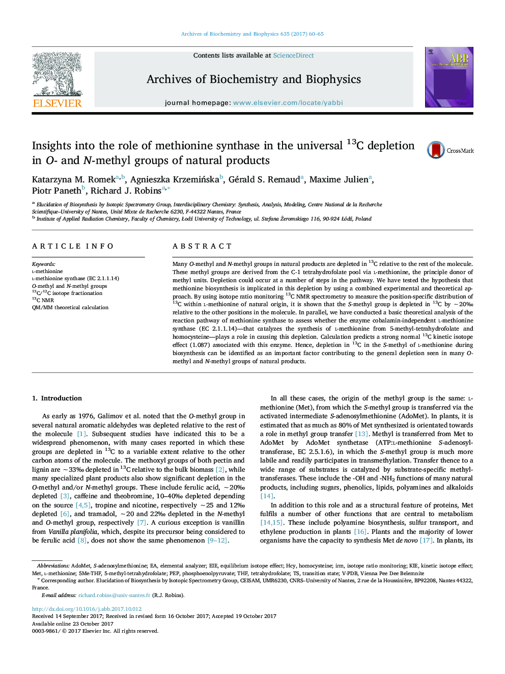 Insights into the role of methionine synthase in the universal 13C depletion in O- and N-methyl groups of natural products