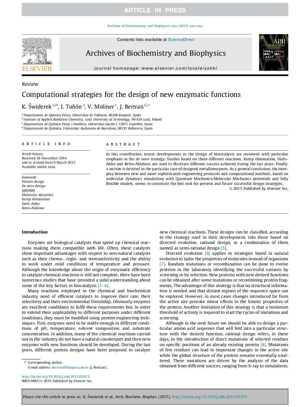 Computational strategies for the design of new enzymatic functions