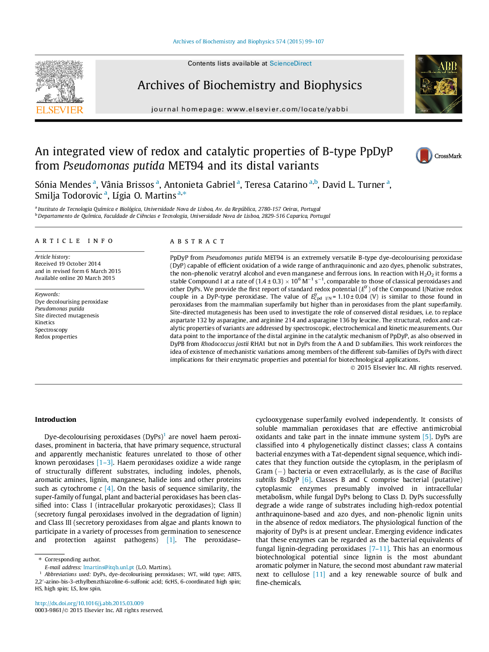 An integrated view of redox and catalytic properties of B-type PpDyP from Pseudomonas putida MET94 and its distal variants