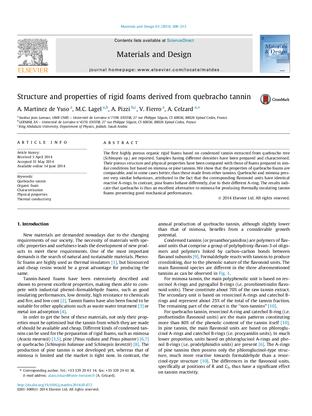 Structure and properties of rigid foams derived from quebracho tannin