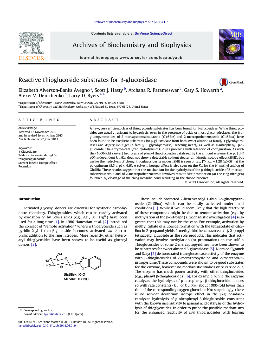 Reactive thioglucoside substrates for Î²-glucosidase