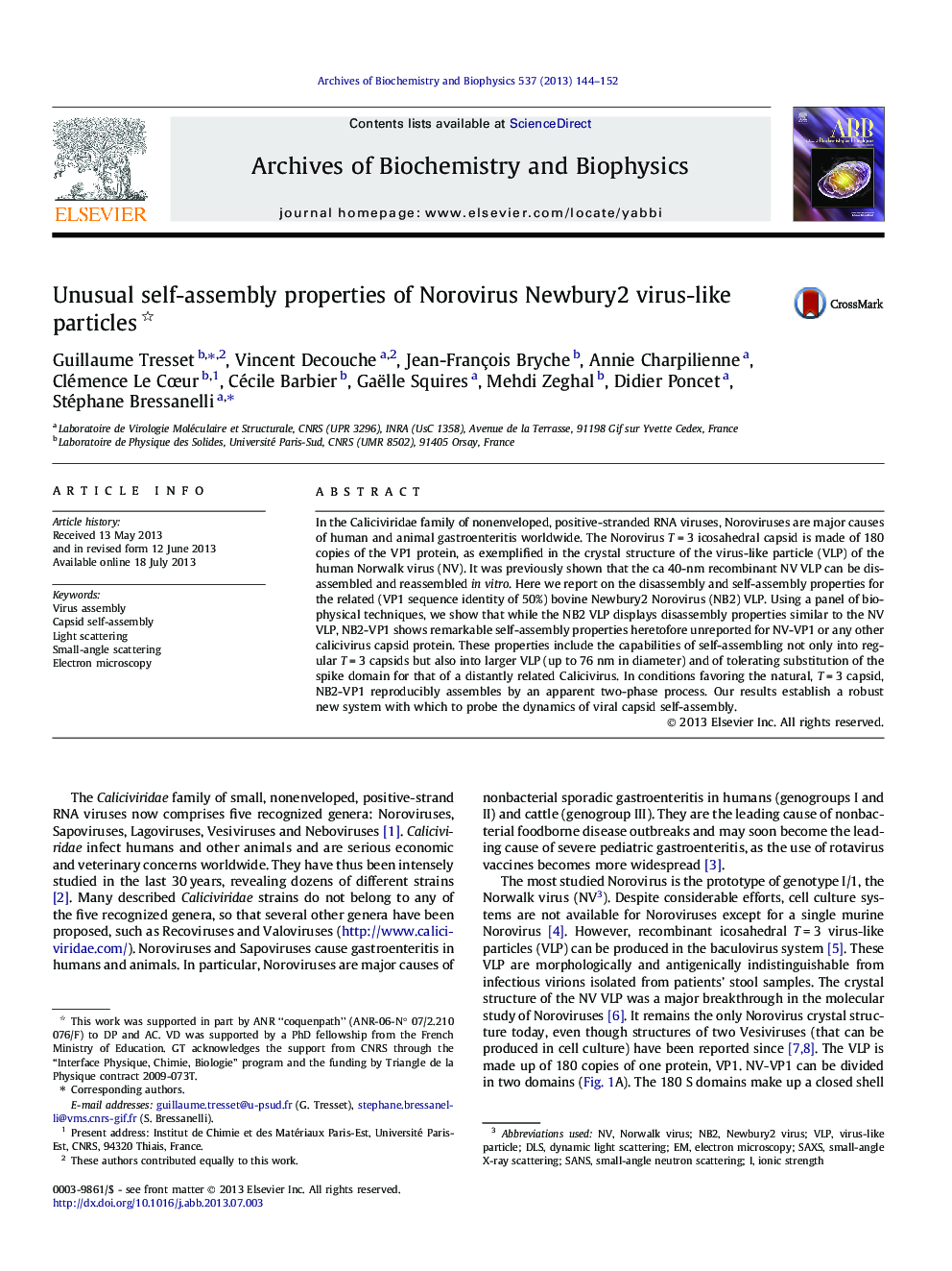 Unusual self-assembly properties of Norovirus Newbury2 virus-like particles