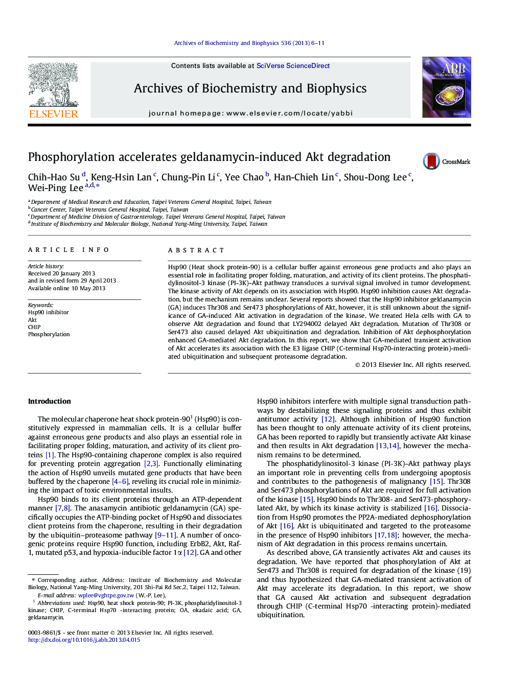 Phosphorylation accelerates geldanamycin-induced Akt degradation