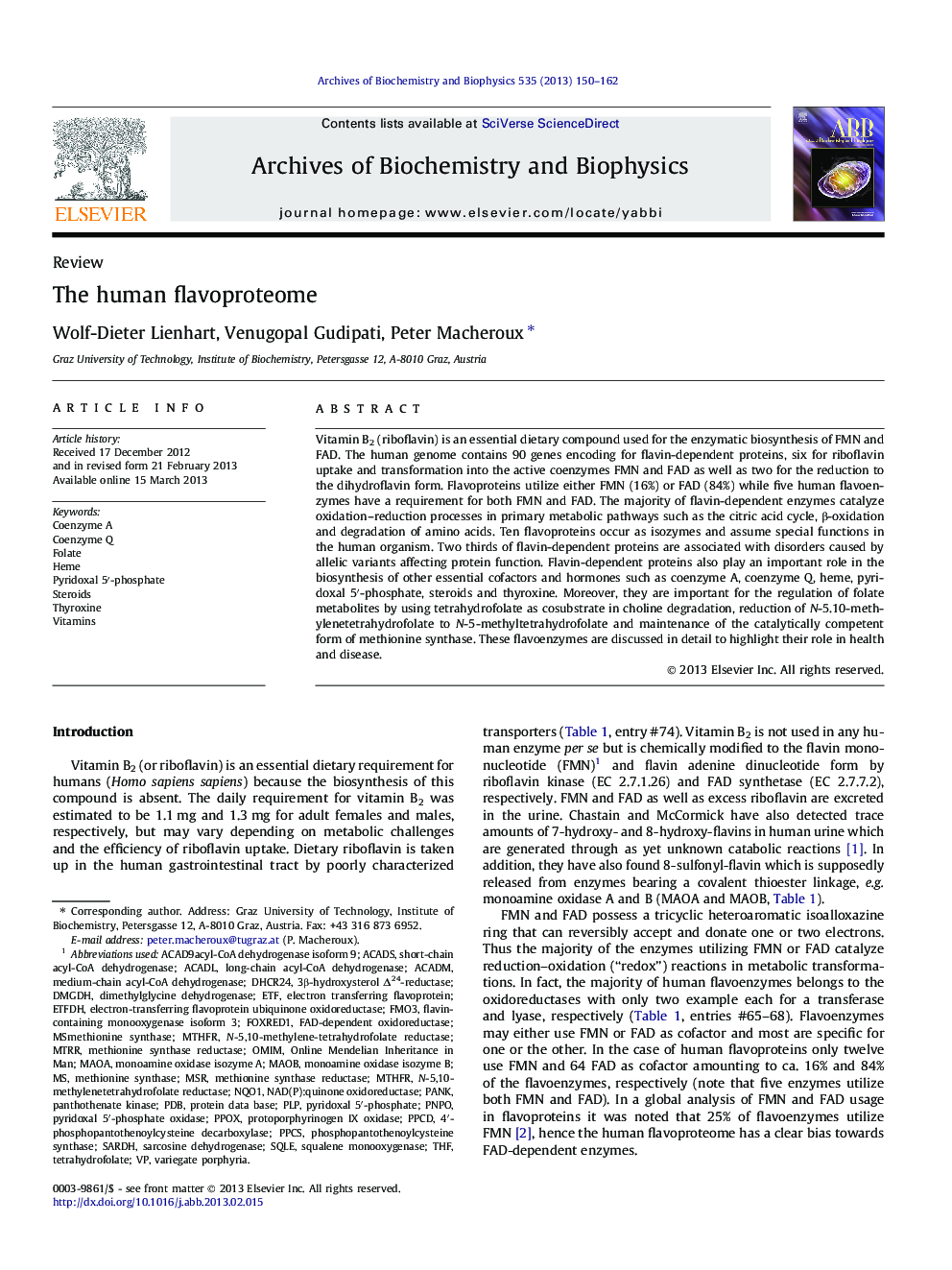 The human flavoproteome