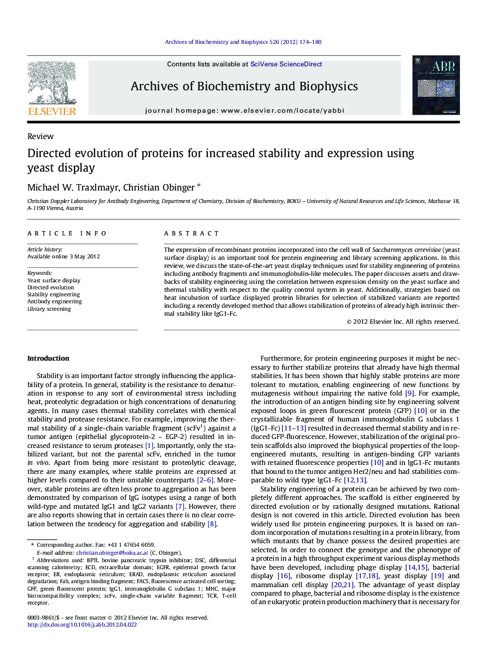 Directed evolution of proteins for increased stability and expression using yeast display